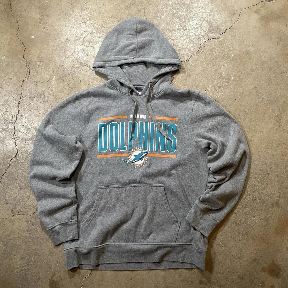 Miami Dolphins Hoodie Men's Medium Gray Logo NFL  Sweatshirt